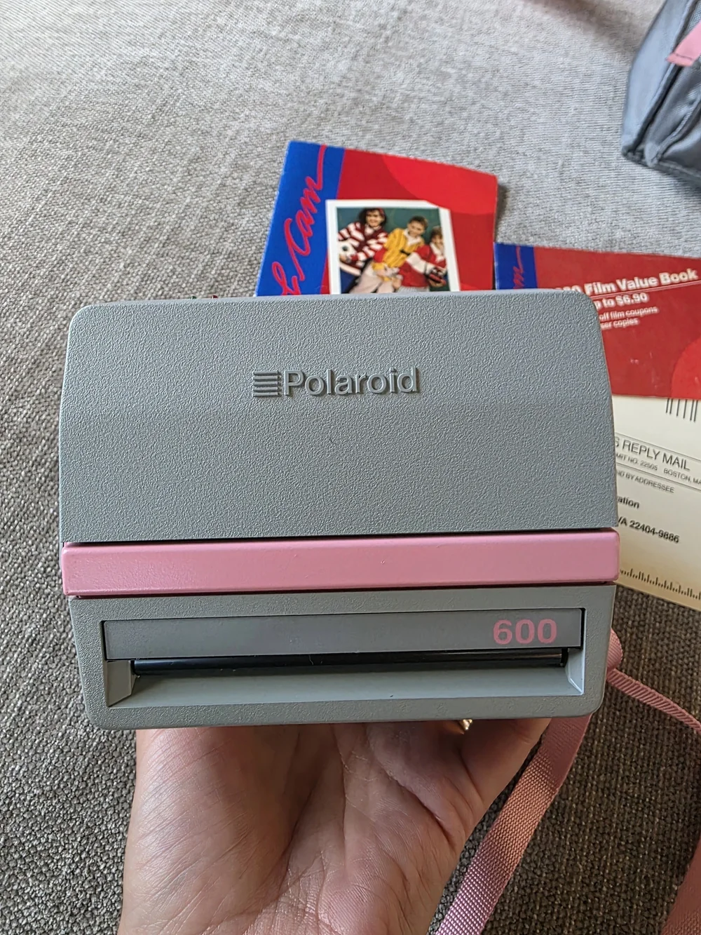 Polaroid Cool Cam 600 Complete Time Capsule Kit TESTED/WORKING! - Pink & Gray
